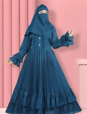 Fizacreation Cotton Blend Self Design Burqa With Hijab(Purple)