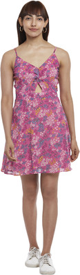 PEOPLE Women A-line Light Blue Above Knee/Mid Thigh Length Dress