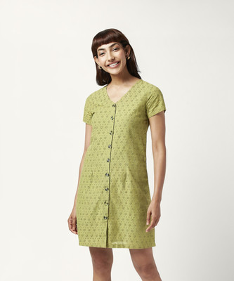 Akkriti by Pantaloons Women A-line Green Above Knee/Mid Thigh Length Dress