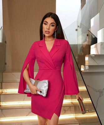 KOTTY Women Wrap Pink Above Knee/Mid Thigh Length Dress