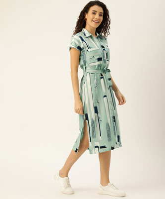 CAMPUS SUTRA Women A-line Green Midi/Calf Length Dress