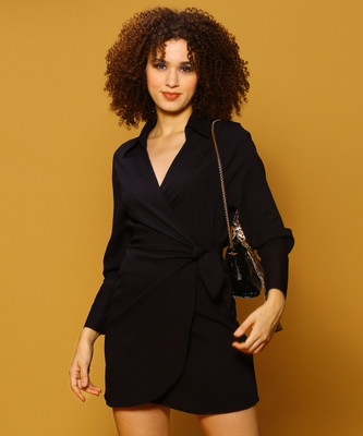 Sera Women Fit and Flare Black Mini/Short Dress