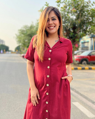 The Svaya Women A-line Red Midi/Calf Length Dress