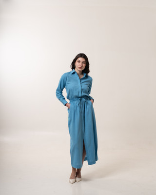 MALVERRA BY HOUSE OF MALKAA Women Maxi Blue Full Length Dress