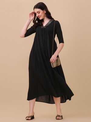 Sheetal Associates Women A-line Black Dress