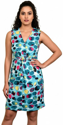 MSNICKSDESIGN Women Ethnic Dress Blue Knee Length Dress