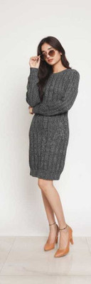 VivaLaVastaram Women Bodycon Grey, Black Above Knee/Mid Thigh Length Dress