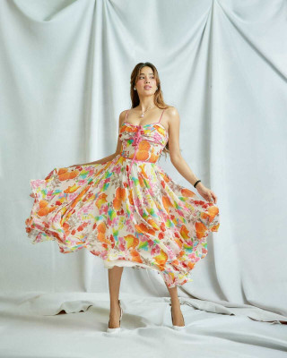 Srina Women A-line Multicolor Ankle Length Dress