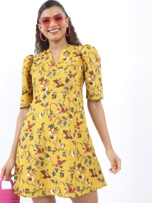 KETCH Women A-line Yellow Dress