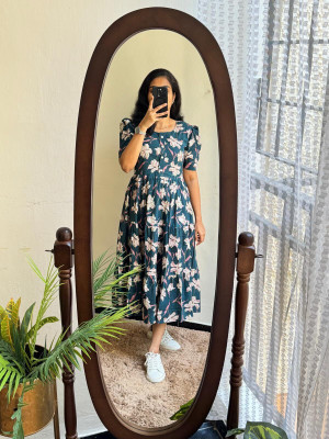 Burundi Blu Women Fit and Flare Blue Below Knee Dress