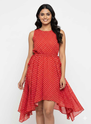 Poshpinz Women Maxi Red Mini/Short Dress