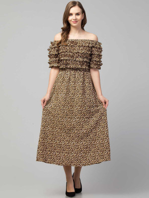 ATIMUNA Women A-line Multicolor Midi/Calf Length Dress