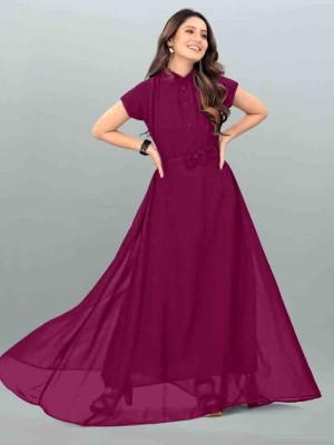 Raiyani Enterprise Women Fit and Flare Purple Dress