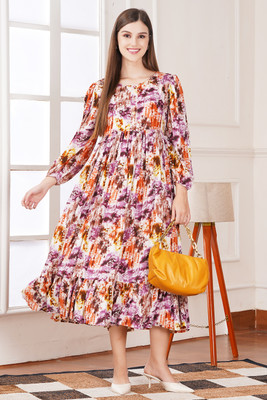 kASHVIcLOTH Women Maxi Multicolor Full Length Dress