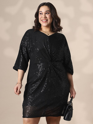 Globus Women Sheath Black Mini/Short Dress