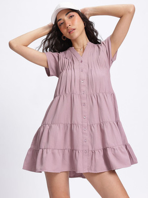 Glitchez Women A-line Red Mini/Short Dress