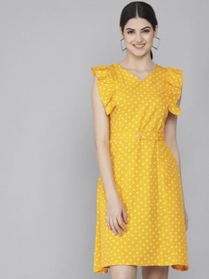 Rudraaksha Women A-line Yellow Dress