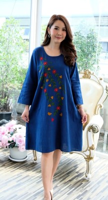 SHRI NS EXPORT Women A-line Dark Blue Dress