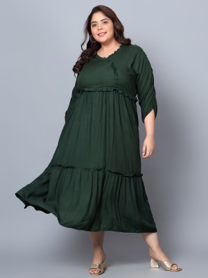 indietoga Women A-line Green Dress