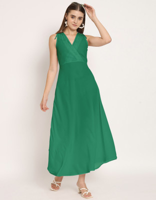 moomaya Women Maxi Green Full Length Dress
