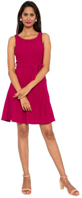 Amadore Women A-line Red Above Knee/Mid Thigh Length Dress
