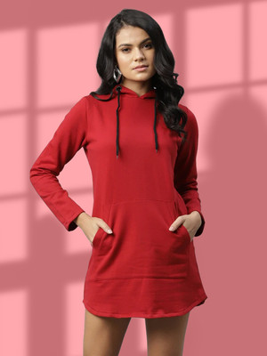 METRONAUT Women Bodycon Red Above Knee/Mid Thigh Length Dress