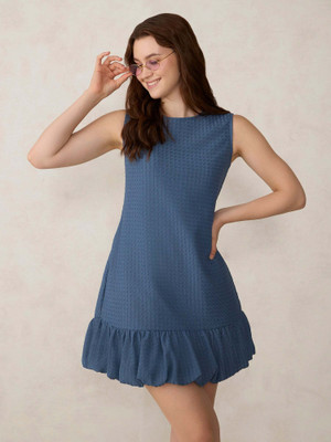 OUTZIDR Women A-line Green Above Knee/Mid Thigh Length Dress