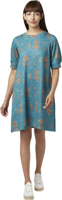 Akkriti by Pantaloons Women Fit and Flare Blue Knee Length Dress