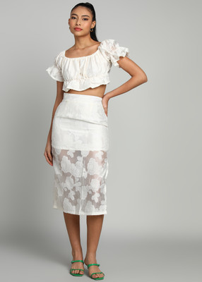 CAMPUS SUTRA Women Two Piece Dress White Midi/Calf Length Dress