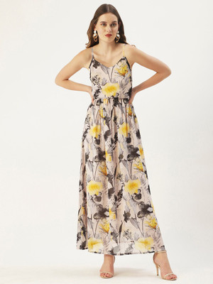 Dressberry Women Gown Beige Maxi/Full Length Dress