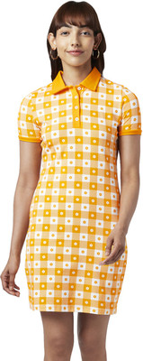 PEOPLE Women A-line Orange Above Knee/Mid Thigh Length Dress