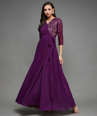 Miss Chase Women Wrap Purple Maxi/Full Length Dress