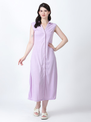DRAPE AND DAZZLE Women A-line Purple Midi/Calf Length Dress