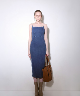 VERO MODA Women Bodycon Dark Blue Midi/Calf Length Dress