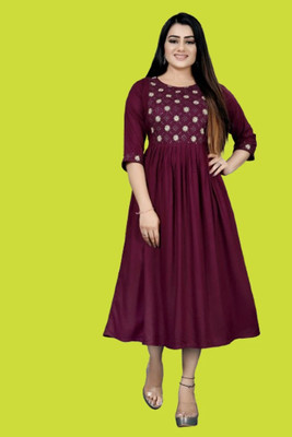 HouseOfCommon Women Fit and Flare Multicolor Midi/Calf Length Dress