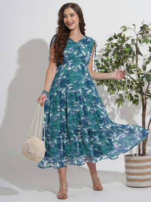all about you Women Tiered Multicolor Maxi/Full Length Dress