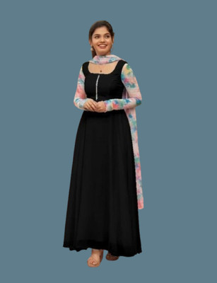 Panth Creation Women Fit and Flare Multicolor Maxi/Full Length Dress