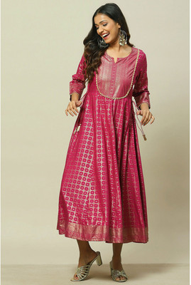 RANGRITI Women A-line Purple Midi/Calf Length Dress
