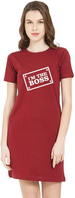 HouseOfCommon Women T Shirt Red Above Knee/Mid Thigh Length Dress