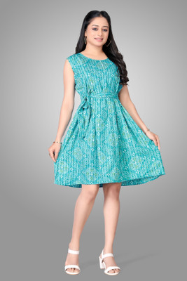 HOUSE OFF COMMON Women A-line Light Green Knee Length Dress