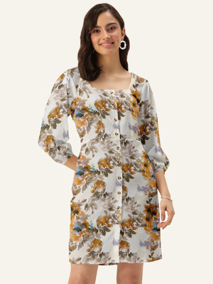 Dressberry Women Shirt White Above Knee/Mid Thigh Length Dress