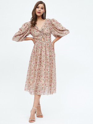 HARPA Women Fit and Flare Multicolor Midi/Calf Length Dress