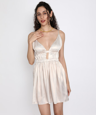 FOREVER 21 Women Bodycon Beige Mini/Short Dress
