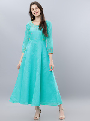 Vishudh Women Maxi Blue Full Length Dress