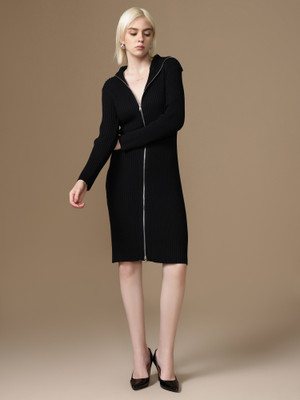 KAZO Women Fit and Flare Black Mini/Short Dress