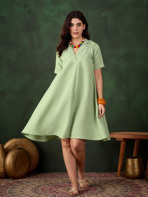 Sangria Women Fit and Flare Green Midi/Calf Length Dress