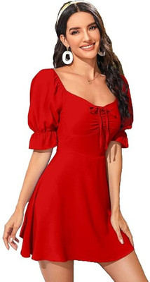 Newba Women A-line Red Mini/Short Dress