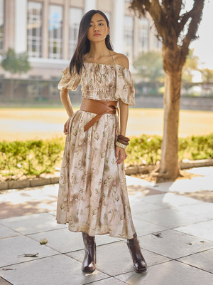 CRIMSOUNE CLUB Women A-line Brown Maxi/Full Length Dress