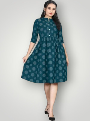 Icon Fashiongf Women Self Design A-line Kurta(Blue)