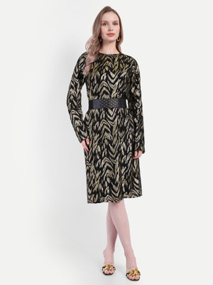 theulluu.com Women Sheath Black Knee Length Dress